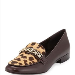 NEW! Tory Burch leopard Gemini link loafers